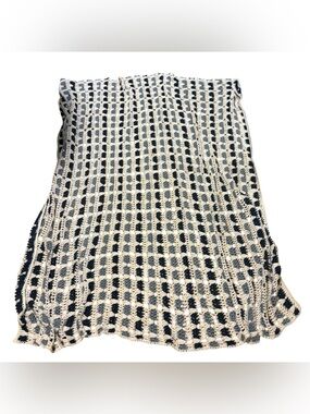 Vintage Crochet Knit Afghan Blanket Handmade Granny Blue White 69”x67”
